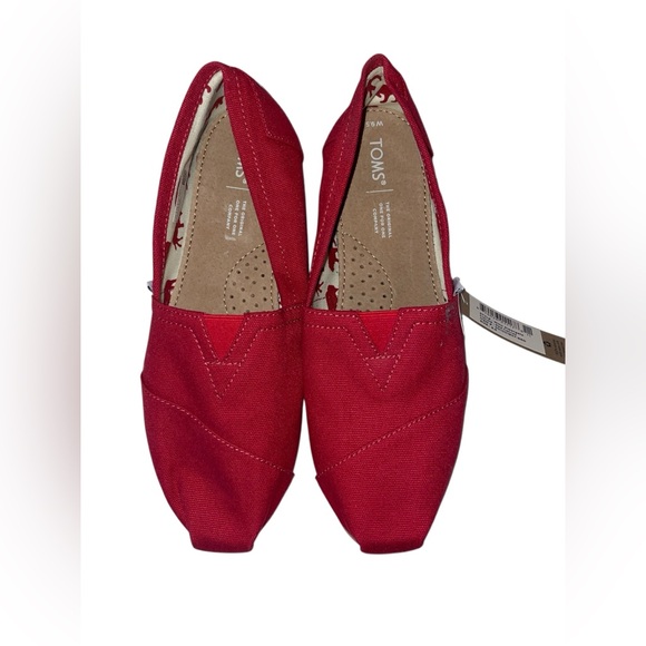Toms Red Alpargata Canvas Flats Shoes 9.5 - Picture 2 of 7